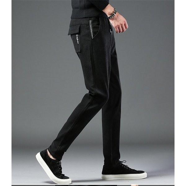 パンツスキニーパンツボトムスメンズストレッチ大きいサイズスリムパンツロング丈秋チノパンウェストゴムチノパンツ春ズボンブラックシンプル Pymr Go Th