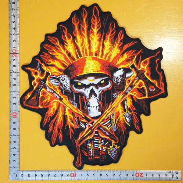 大きな刺繍アイロンワッペン アップリケ パッチ 炎のスカルインディアン ファイヤー フレアー ドクロ ネイティブアメリカン 革ジャン Bigpatch ロバーガブリエラ 通販 Yahoo ショッピング