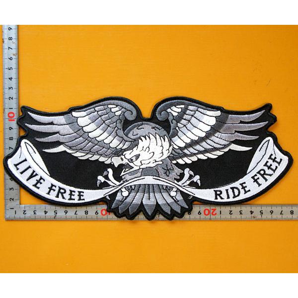 大きな刺繍アイロンワッペン 【アメリカンイーグル LIVE FREE RIDE