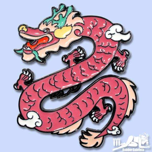 ピンバッジ ピンズ ラペルピン【昇り竜】ピンクドラゴン 龍 運気上昇 成功 ラッキーアイテム アクセサリー 雑貨 pins