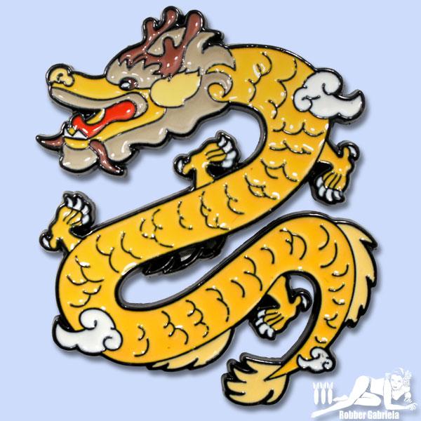 ピンバッジ ピンズ ラペルピン【昇り竜】黄ドラゴン 龍 運気上昇 成功 ラッキーアイテム アクセサリー 雑貨 pins