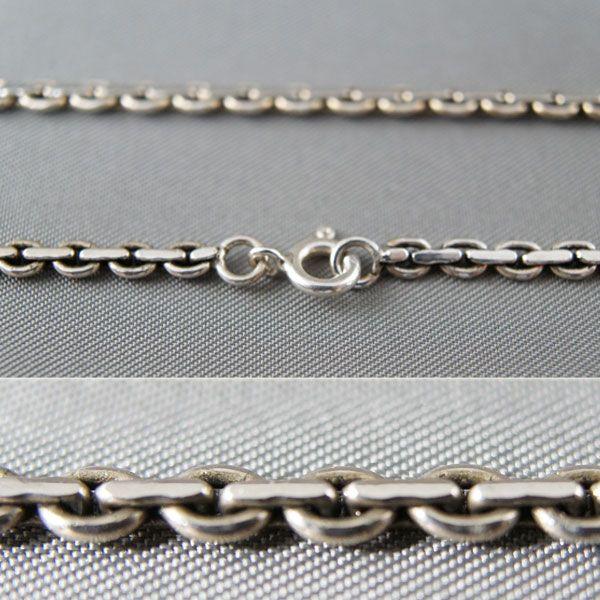 約45cm シルバーチェーン 平打ちいぶし加工 3ミリ幅 silver925 925 