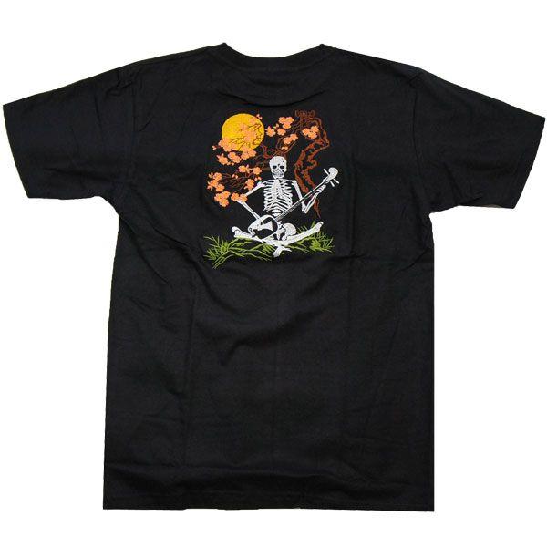 SS】レディースSくらい タイトめ 刺繍Tシャツ【どくろ三味線