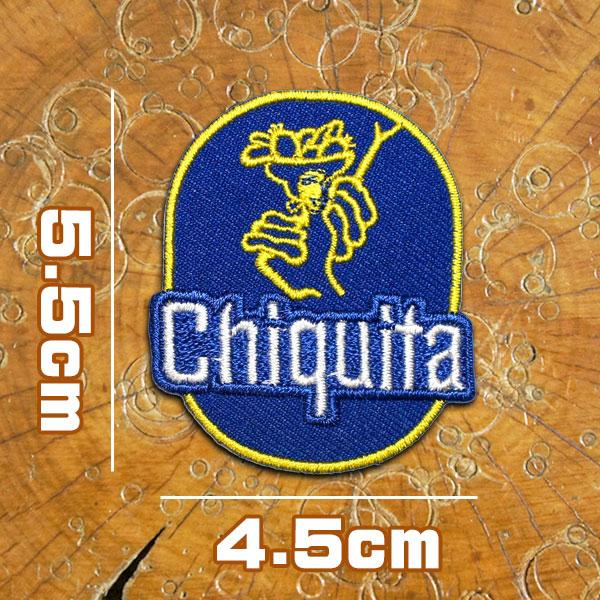 刺繍 アイロン接着 バナナのシールのワッペン チキータ 小さめ 青 黄色 裏面接着糊付き アップリケ パッチ ポップ レトロ アメリカン雑貨