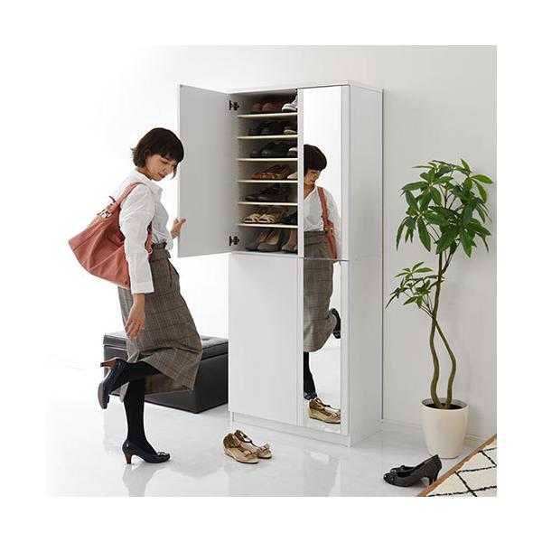 Skanbm0750 家具と雑貨のラックス ハイタイプ 玄関 シューズラック 玄関家具 ミラー付き 日本製品 可動棚 下駄箱 シューズボックス 国産 物入れ 日本製品 完成品 物入れ おもちゃ箱 ハイタイプ 靴箱 幅75cm 玄関収納