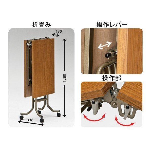 フライトテーブル 折りたたみ (中央折畳式) キャスター付 FLTS1890 W1800xD750xH700mm (ソフトエッジタイプ