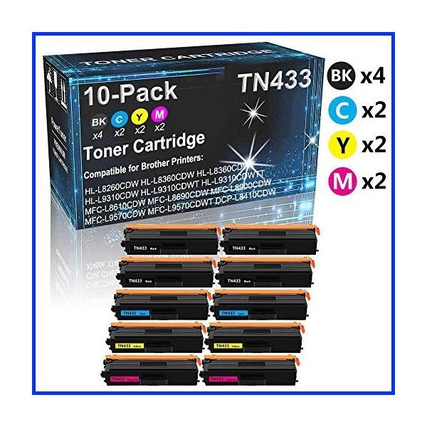 最新作の 10 Pack 4bk 2c 2y 2m Compatible Toner Cartridge Replacement For Brother Tn433bk Tn433c Tn433y Tn433m Tn433 Laser Toner Cartridge Fit For Hl L9310c 超爆安即出荷