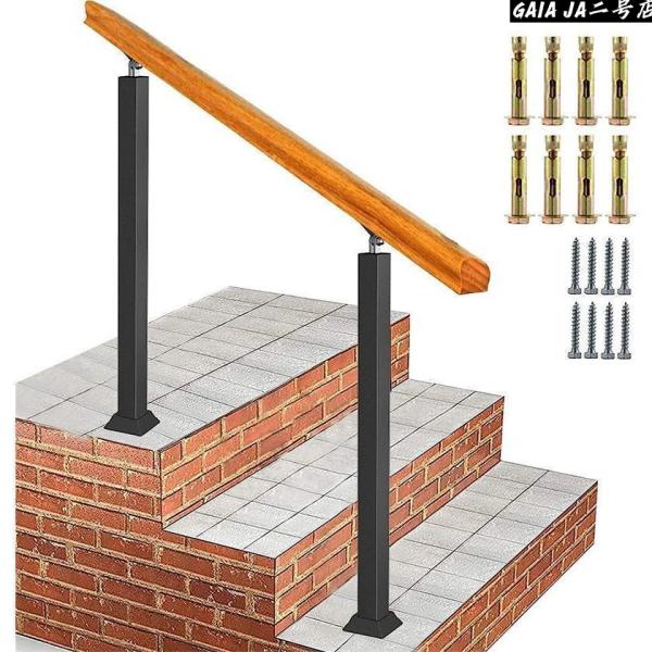 手すり1本、支柱2本セット,8本ステンレス鋼拡張ネジ,8本ステンレス鋼のセルフタッピングねじ,高さ：85cm,柱の色：ブラック，手すりの長さ： 80cm / 100cm 。 手すりブラケットは角度を調整できます。ブラケットは手すりの上に平ら...