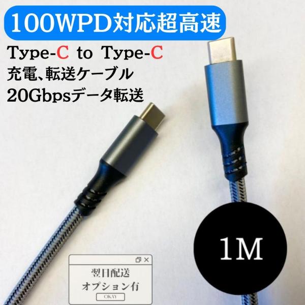 タイプC ケーブル type-c ケーブル 充電ケーブル USB-C PD対応 100W/5A 急速充電 ナイロン編組 高耐久 頑丈 断線防止 1M