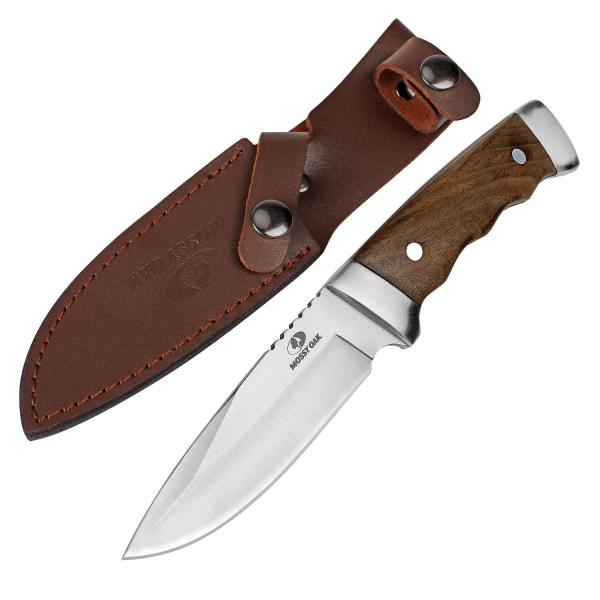 MOSSY OAK ナイフ シースナイフ フルタング 天然ウッドハンドル レザーシース付き 全長275mm MO18032AJ 送料無料