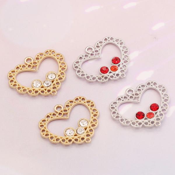 57%OFF ストーン付レス淵ハートのチャーム 10個入り : gaikicraft