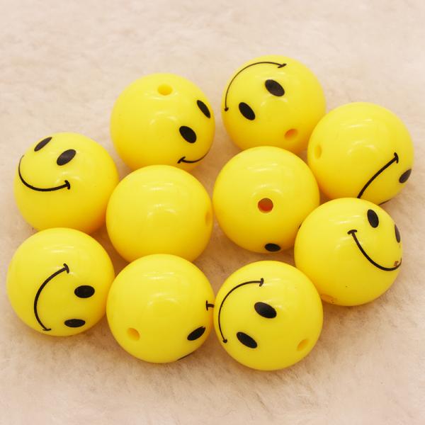 【即購入OK】20個( #1671) 12mm スマイル　エナメル　ビーズ　黄 gaikicraft_ora2938