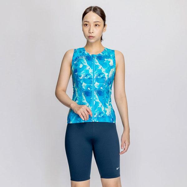 即納可☆【NIKE】ナイキ 総柄ジップ付き袖なしセパレーツ レディース フィットネス水着 2993130 NIKE（ナイキ） 即納可☆【NIKE】ナイキ 総柄ジップ付き袖なし