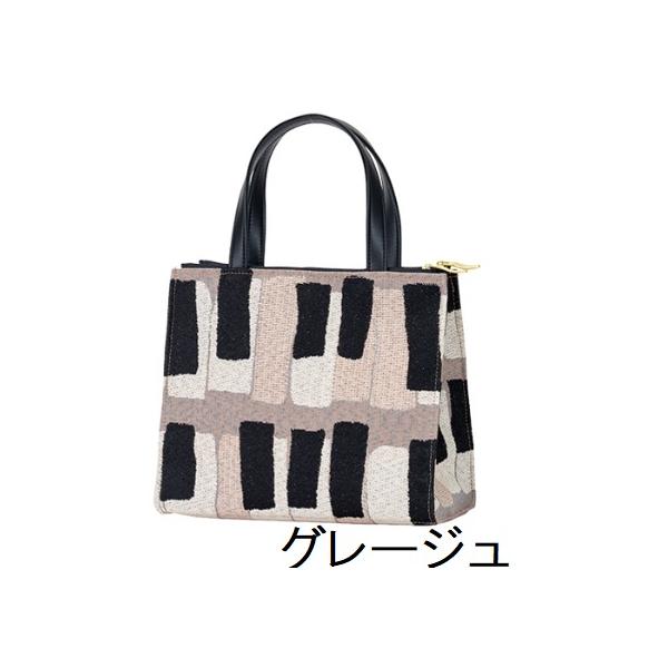 バッグ　尾州織　モノピアノツインファスナー手提げバッグ　ハンドバッグ　グレージュ