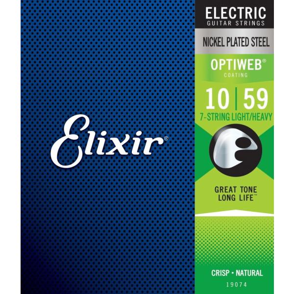 【Elixir（エリクサー） エレキギター弦】エレキ弦 OPTIWEB 7弦 Light/Heavy .010-.059 #19074