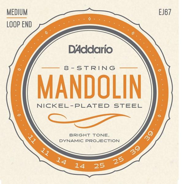 Nickel Mandolin Strings, Medium, 11-39 D'Addarioマンドリン・ファミリー・ストリングスは、世界のトップ・マンドリン・ プレイヤー達に愛用されています ゲージ: .011/.011/.014/.0...