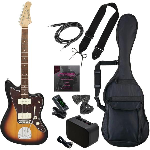 【Photogenic 】エレキギター 初心者入門 ライトセット JMタイプ 3トーンサンバースト JM-220/3TS