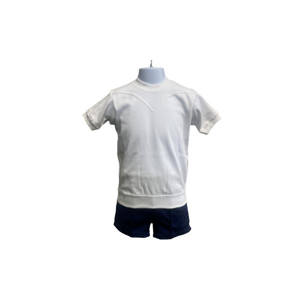 半袖ハイネックシャツタグに名前が記入できます。素材：ポリエステル55％・綿45％カラー：白(WT36002)サイズ（胸囲／身長）120（胸囲：57〜63　身長：115〜125）130（胸囲：61〜67　身長：125〜135）140（胸囲：5...