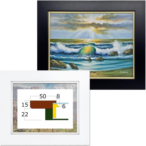 油絵額縁 3450 UVカット強化型アクリル付 /318×409(F6)のキャンバス・パネル用(厚さ22ミリ以下)