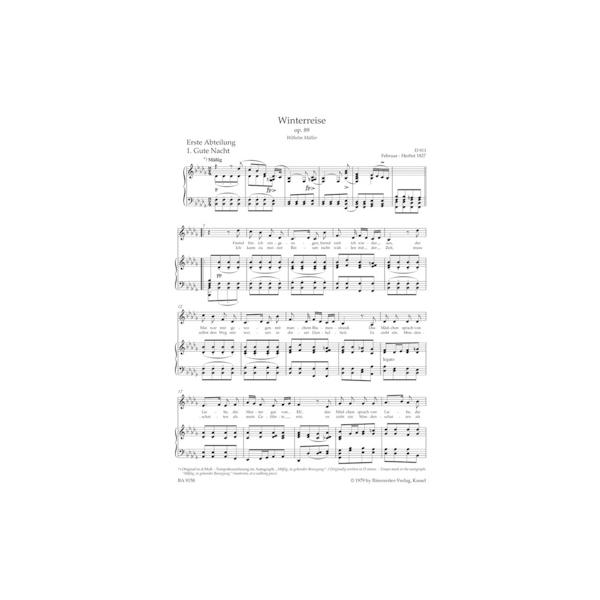 楽譜] シューベルト／冬の旅 op.89 D911（低声用）《輸入声楽,合唱譜