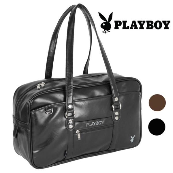 PLAYBOY（プレイボーイ） 合皮スクールバッグ ブラック/ブラウン 中学