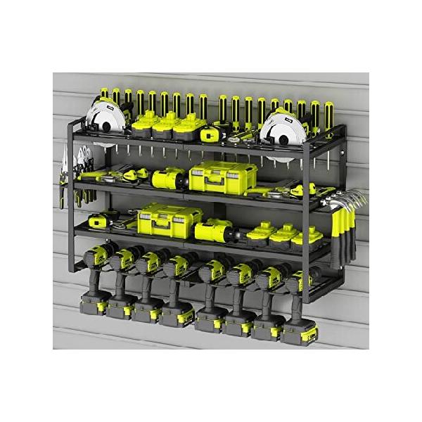 KAFAHOM 電動工具オーガナイザー - 8 ドリルホルダー 壁マウント 4層