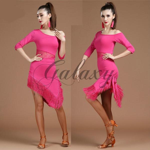 ラテンダンス衣装 社交ダンス ワンピース フリンジ 4色 Hylk26 舞台 上質 ステージ衣装 コスチューム