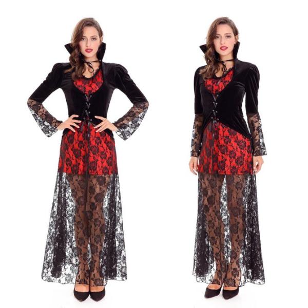 ハロウィン 魔女 悪魔 デビル 吸血鬼 ヴァンパイア 女王 中世風クイーン レース パーティー イベントコスプレ衣装 Ps3196