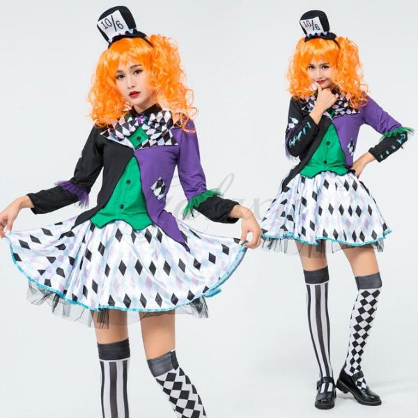 1年保証 ハロウィン 不思議の国のアリス ピエロ サーカス 童話 帽子屋 Ps3498 コスプレ衣装 マジック 手品師