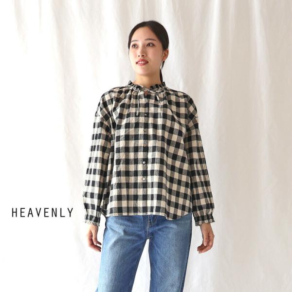 HEAVENLY ヘブンリー コットン リネン フリル リボン ブラウス C