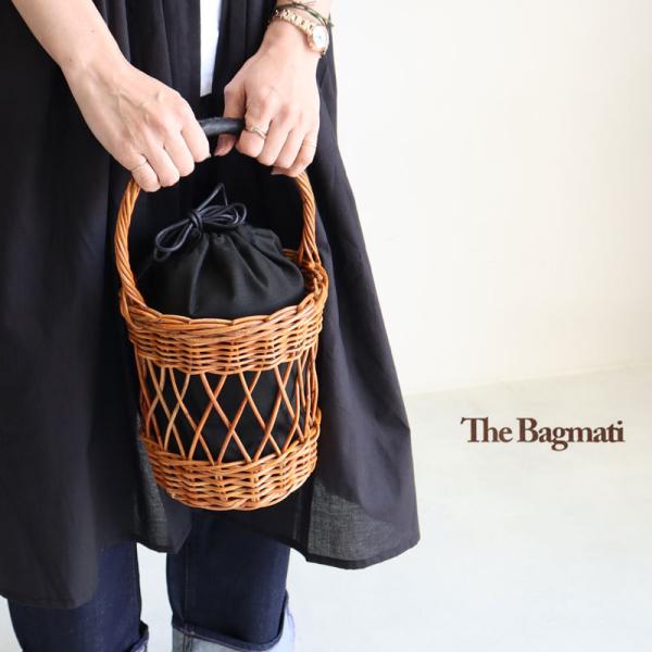 ザバグマティ　Bagmati かごバッグ　アラログ×レザー　美品 The Bagmati カゴバッグ アラログ縦長バッグ バグマティ