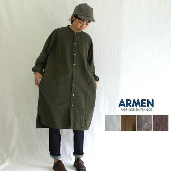 ARMEN ユーティリティーバンドカラーロングシャツ シャツ ARMEN ユーティリティーバンドカラーロングシャツ シャツ