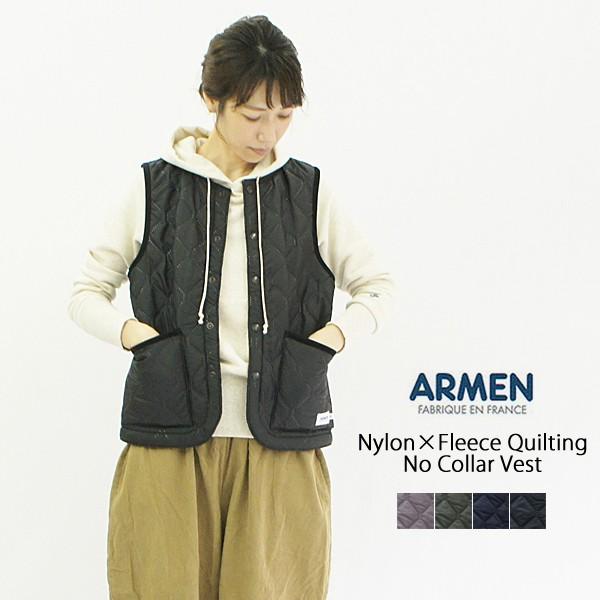 アーメン Armen 裏フリースナイロンキルティングノーカラーベスト No Collar Vest Nam1853 レディース 秋冬 プレゼント ギフト Nam1853 Galette Store 通販 Yahoo ショッピング
