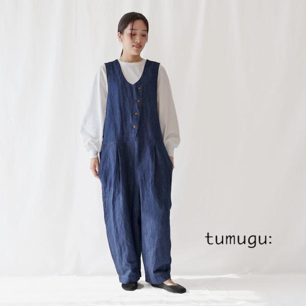 tumugu ムツグ リネンコットン サロペット オールインワン 麻綿 tumugu:（ツムグ） | コットンリネンツイル サロペット