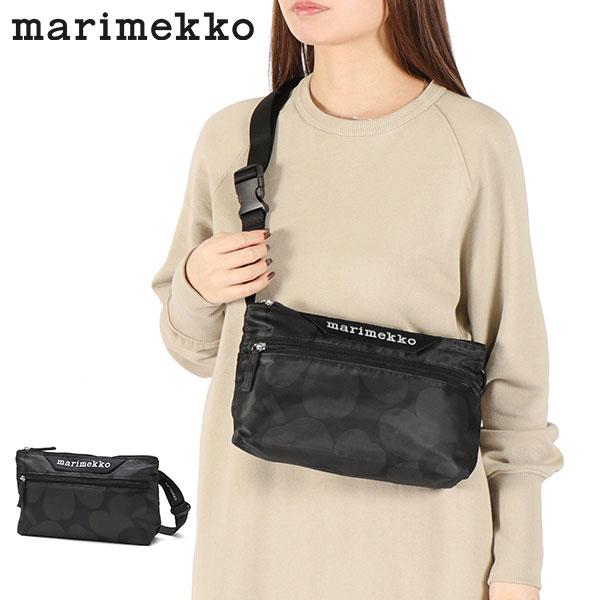marimekko(マリメッコ) ショルダーバッグ美品  - 黒×ライトグレー 2way/花柄 マリメッコ ショルダーバッグ ウニッコ 花柄 ミニバッグ グレー