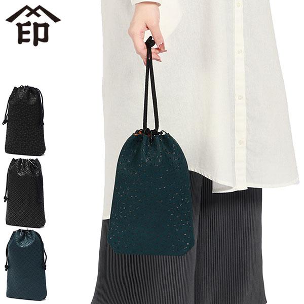 【新品未使用】【匿名配送】印傳　巾着 印傳屋（INDEN-YA） 最大51%☆5/3限定 巾着袋 巾着 合切袋 本革 革