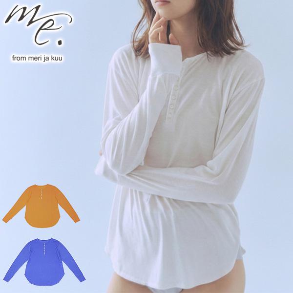 最大50%★9/8限定 me. Tシャツ レディース 長袖 ミードット ロングTシャツ プルオーバー カットソー 日本製 薄手 flow cotton silk ヘンリーネックT me-24401