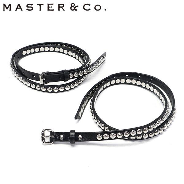 【新品タグ付】MASTER&Co.（マスターアンドコー） スタッズ黒レザーベルト MASTER&Co（マスターアンドコー） 最大51%☆土日限定 ベルト