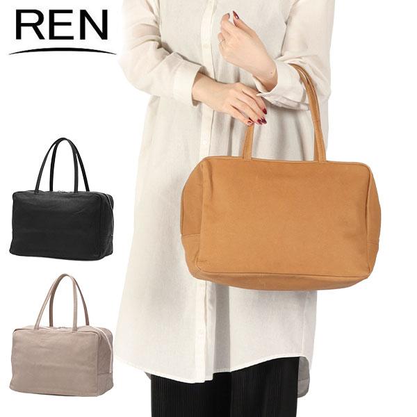 REN DUFFLE HALLIE スクエアダッフル ボストンバッグ レザー 黒