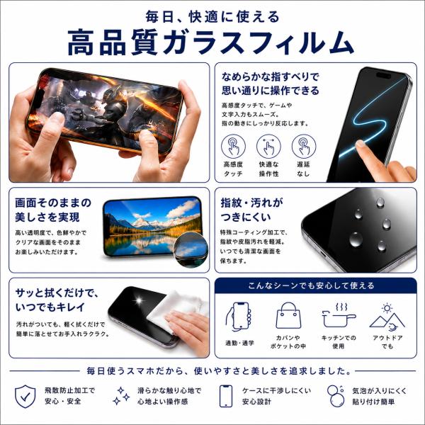 1��740�~ iPhone17 17e �t�B���� �S�ʕی� �\��t���K�C�h�t�� iPhoneAir iPhone16 16pro iPhone15 15pro iPhoneSE �K���X�t�B���� �w�� ���� �O���A ���� ���i�摜5