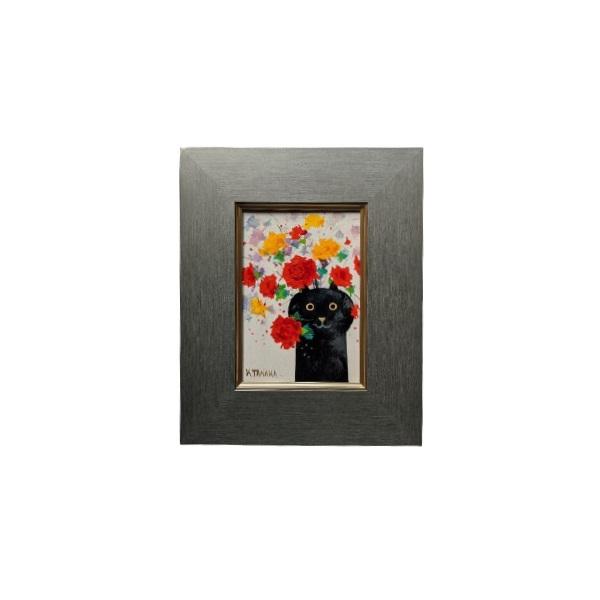 絵画 油絵 SMサイズ（サムホール） 田中浩二 黒猫の花瓶