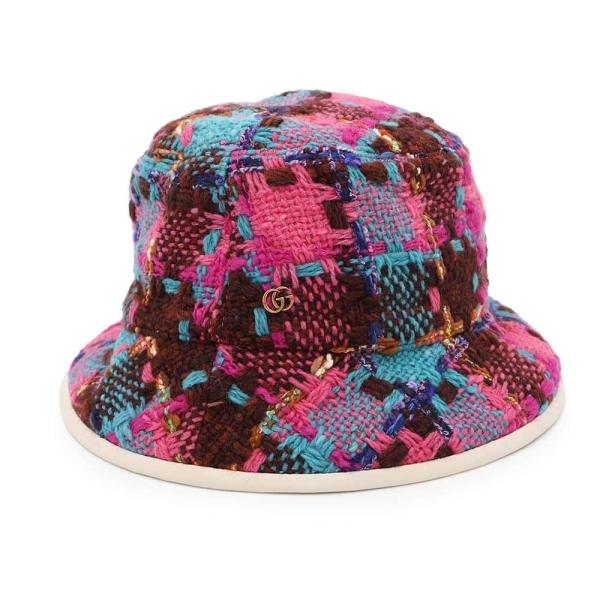 グッチgucci M ハット グッチ バケットハット ツイード スパイシーチェック サイズM(57cm