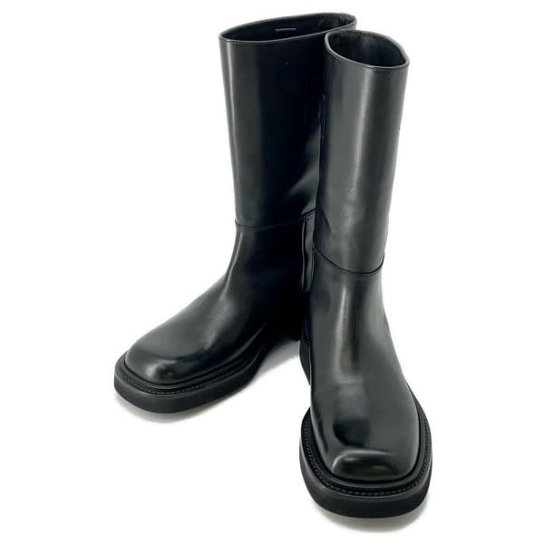 プラダ ロングブーツ レザー メンズサイズ7 2WG014 PRADA 靴 黒 【安心