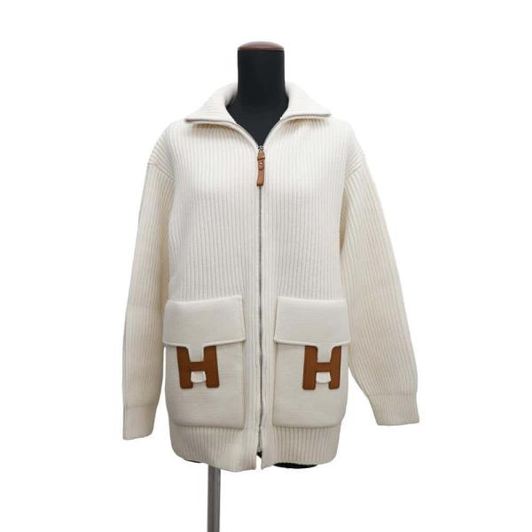 今期　エルメス ニット Hポケット ウール 34 HERMES アウター　超希少 HERMES エルメス 新品未使用ニット Hロゴポケット 34 ジップアップ