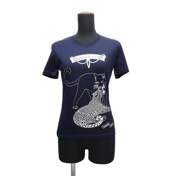 HERMES - エルメス ジャングルラブ Tシャツ HERMES ネイビー ロベールダレ エルメス Tシャツ ジャングルラブ コットン レディースサイズ34