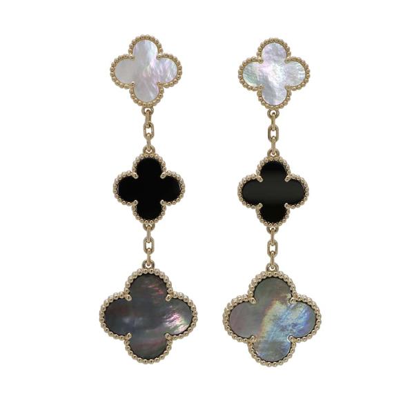 美品 3 連ハートピアス マザーオブパール 両耳用 美品 3 連ハート