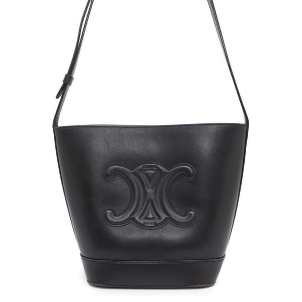 CELINE トリオ　スモール　黒レザーショルダーバッグ セリーヌ トリオ スモール レザー ショルダーバッグ ブラック
