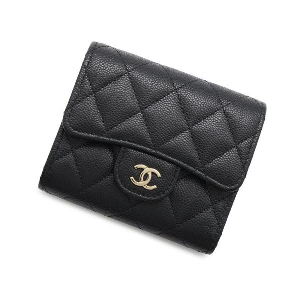 シャネル 三つ折り財布 マトラッセ ココマーク クラシック スモール  