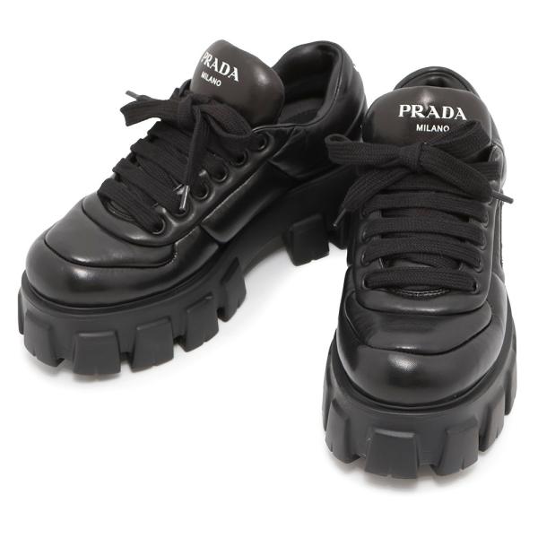 美品　PRADA プラダ　４０　モノリス　スタッズ　 厚底 ブラック プラダ スニーカー モノリス 厚底 レディースサイズ38 1/2 1E119N