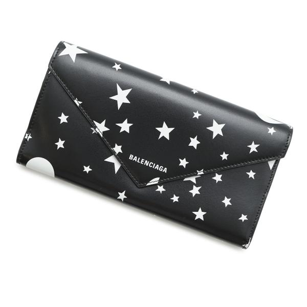 バレンシアガ 長財布 ペーパー スター プリント 499207 BALENCIAGA 黒
